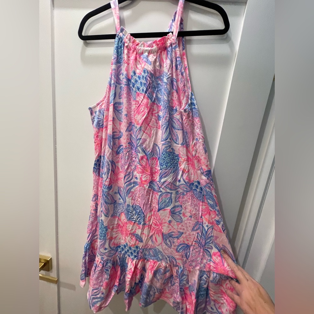 Lilly Pulitzer Pink and Blue Ruffled Dress